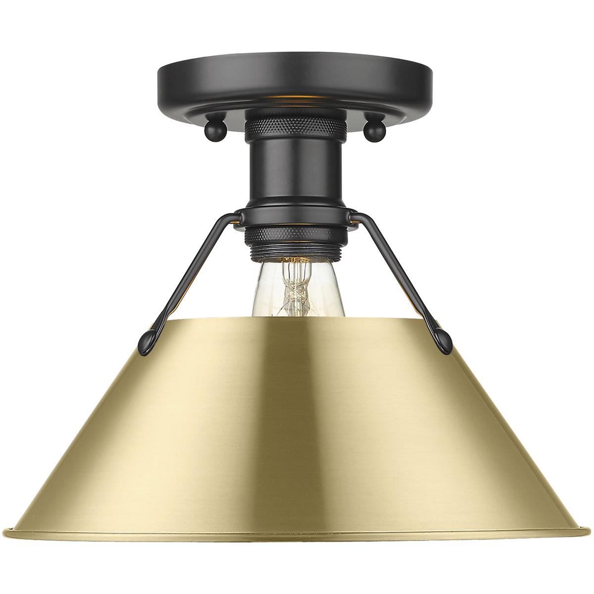 Golden Lighting 3306-FM BLK-BCB Yep Orwell 1 Light 10 inch Matte Black Flush Mount Ceiling Light in Brushed Champagne Brass