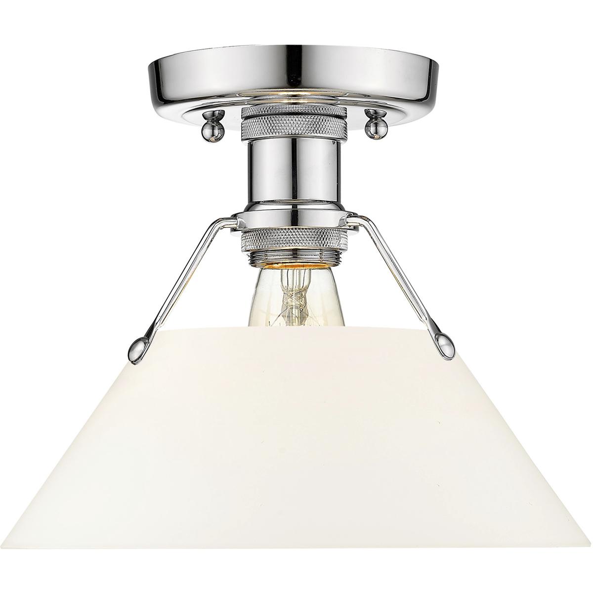Golden Lighting 3306-FM CH-OP Yep Orwell 1 Light 10 inch Chrome Flush Mount Ceiling Light in Opal Glass