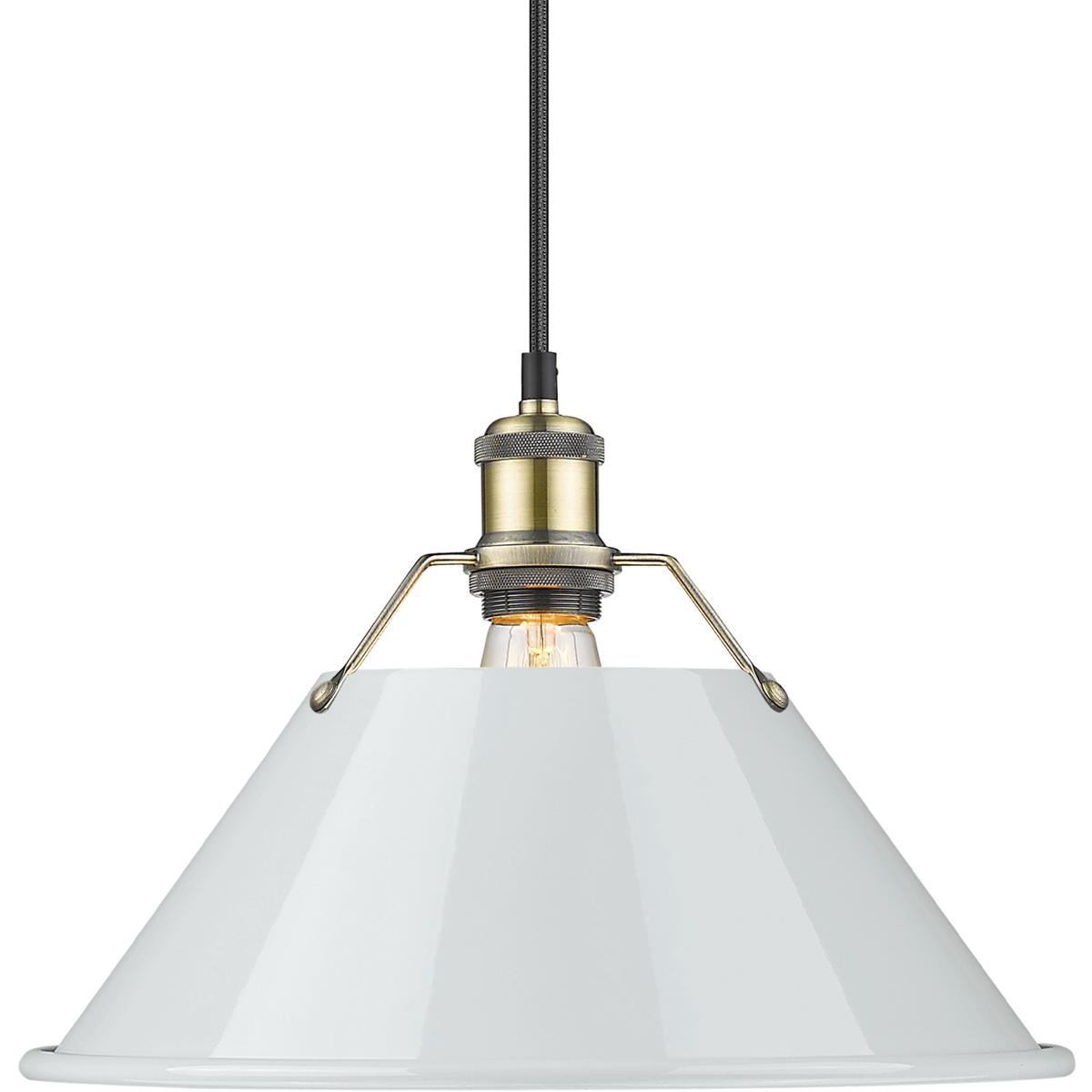 Golden Lighting 3306-L AB-DB Yep Orwell 1 Light 14 inch Aged Brass Pendant Ceiling Light in Dusky Blue