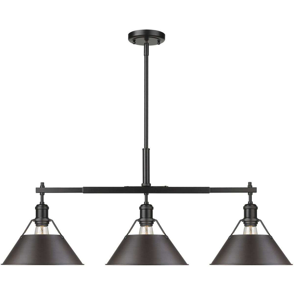 Golden Lighting 3306-LP BLK-RBZ Yep Orwell Island Light Ceiling Light in Matte Black, Rubbed Bronze