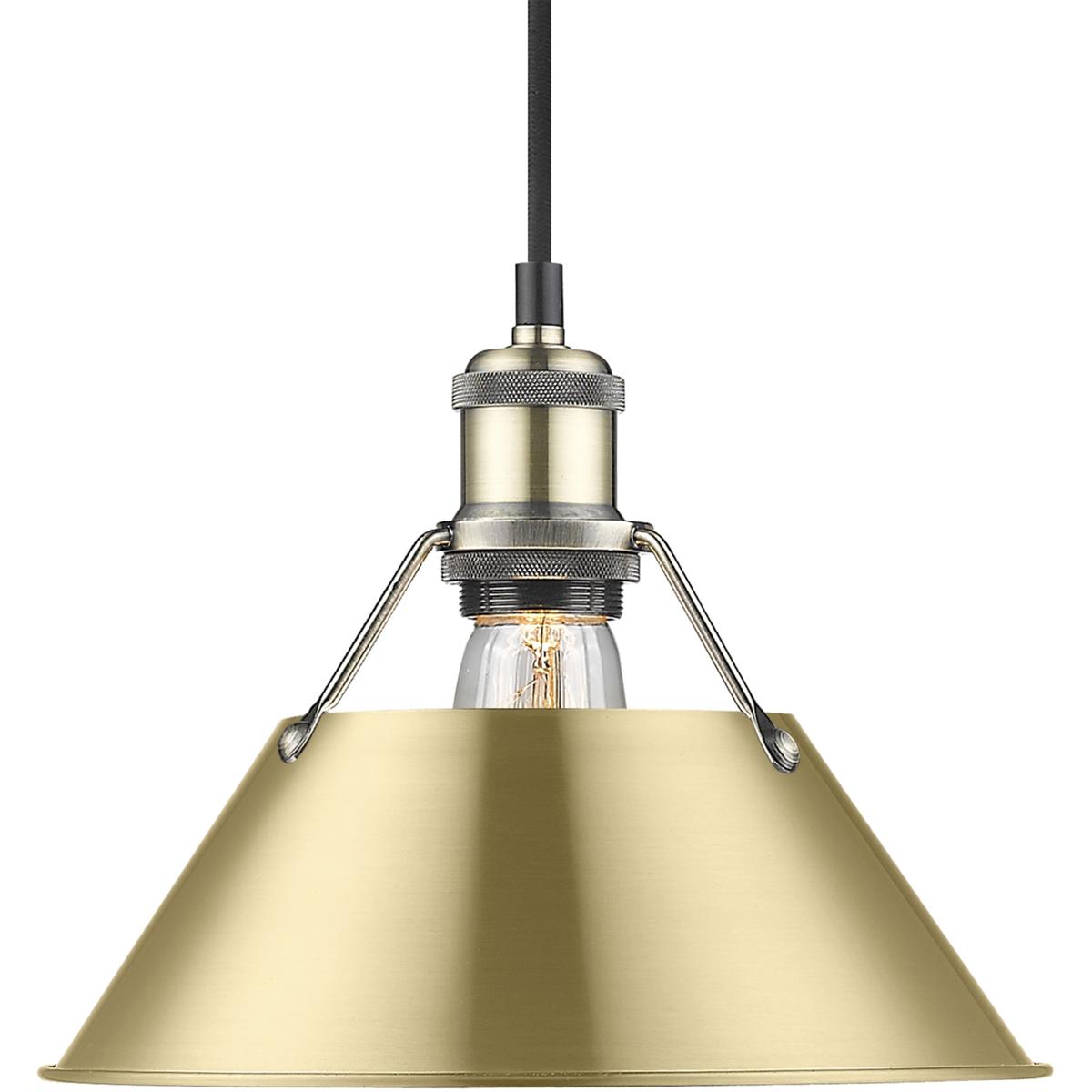 Golden Lighting 3306-M AB-BCB Yep Orwell 1 Light 10 inch Aged Brass Pendant Ceiling Light in Brushed Champagne Brass