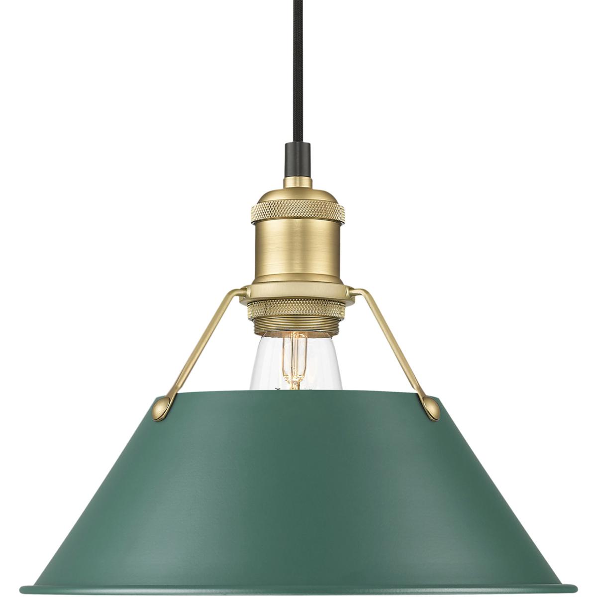 Golden Lighting 3306-M BCB-GN Yep Orwell 1 Light 10 inch Brushed Champagne Brass Pendant Ceiling Light in Pine Green, Medium