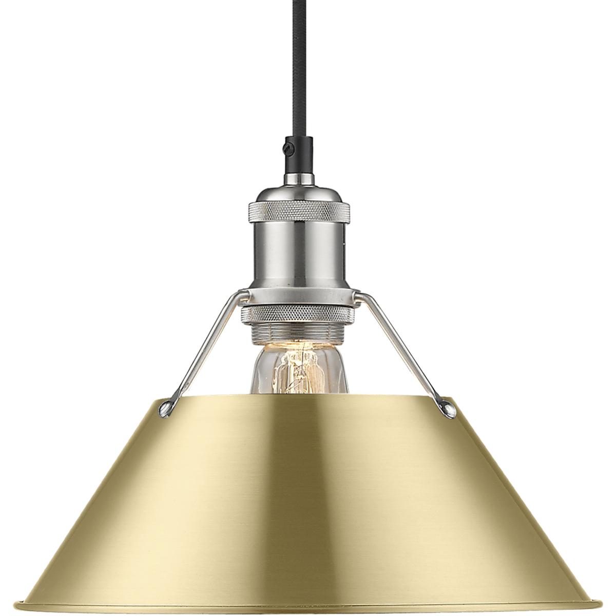 Golden Lighting 3306-M PW-BCB Yep Orwell 1 Light 10 inch Pewter Pendant Ceiling Light in Brushed Champagne Brass