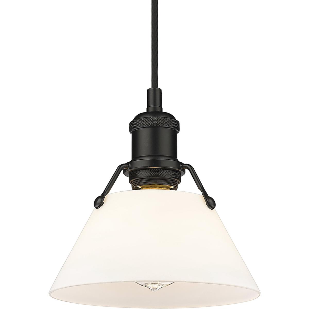 Golden Lighting 3306-S BLK-OP Yep Orwell Pendant Ceiling Light in Matte Black, Opal Glass