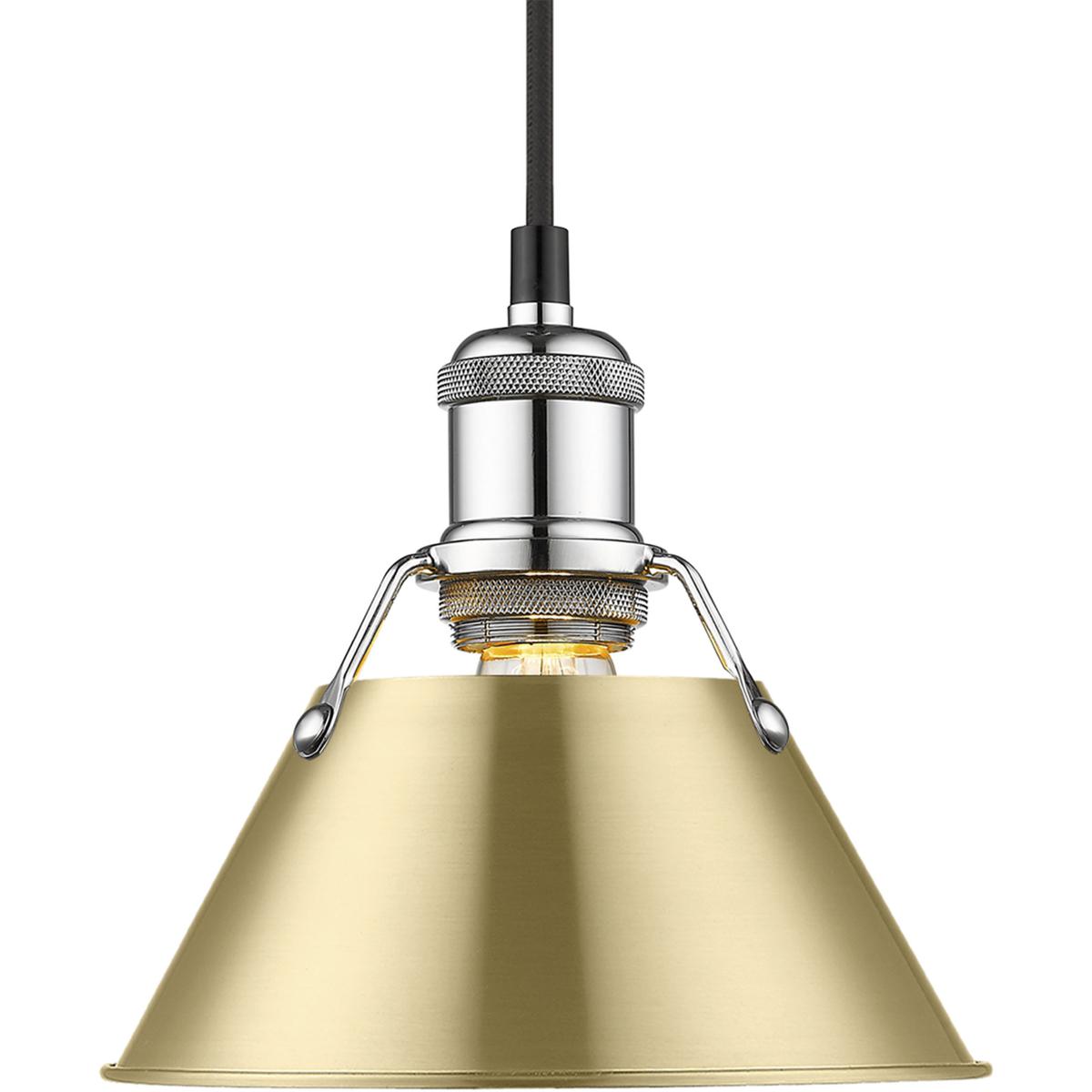 Golden Lighting 3306-S CH-BCB Yep Orwell 1 Light 7.5 inch Chrome Pendant Ceiling Light in Brushed Champagne Brass