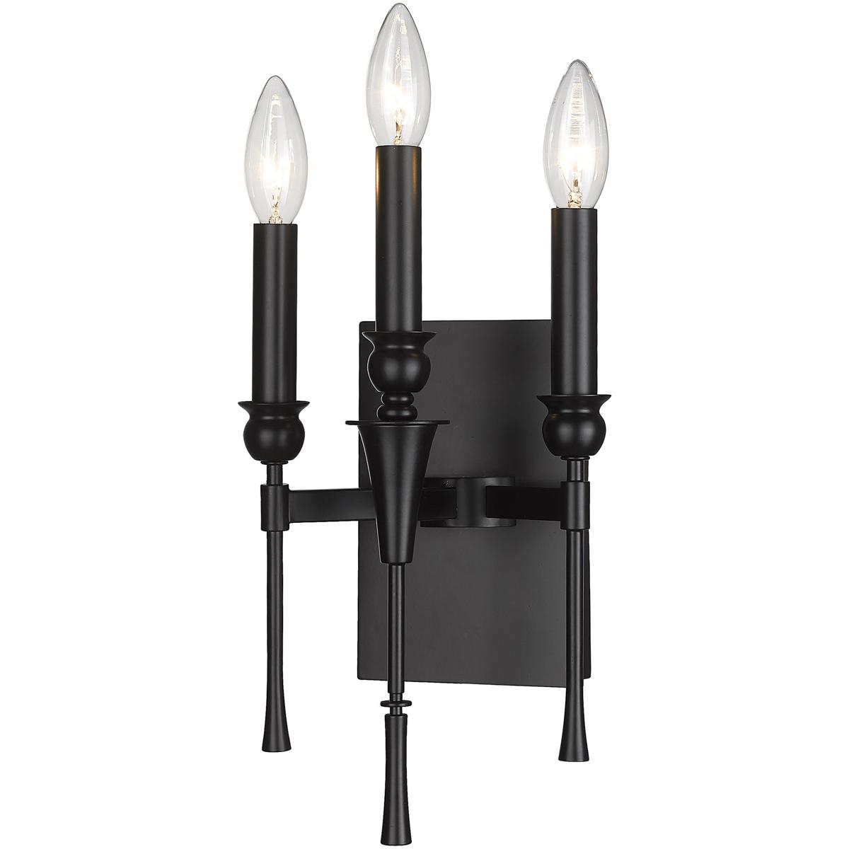 Golden Lighting 3509-WSC BLK Landon 3 Light 7.5 inch Matte Black Wall Sconce Wall Light