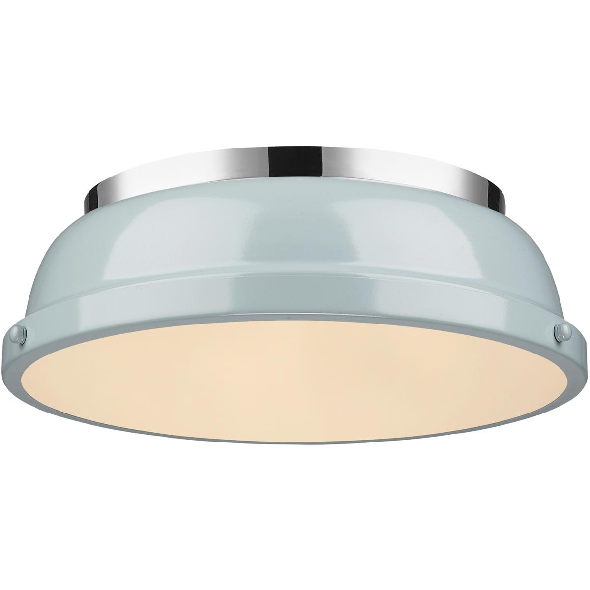 Golden Lighting 3602-14 CH-SF Yep Duncan 2 Light 14 inch Chrome Flush Mount Ceiling Light in Seafoam, Damp