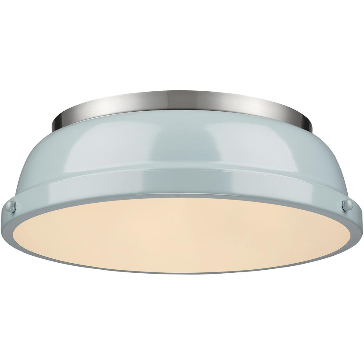 Golden Lighting 3602-14 PW-SF Yep Duncan 2 Light 14 inch Pewter Flush Mount Ceiling Light in Seafoam, Damp