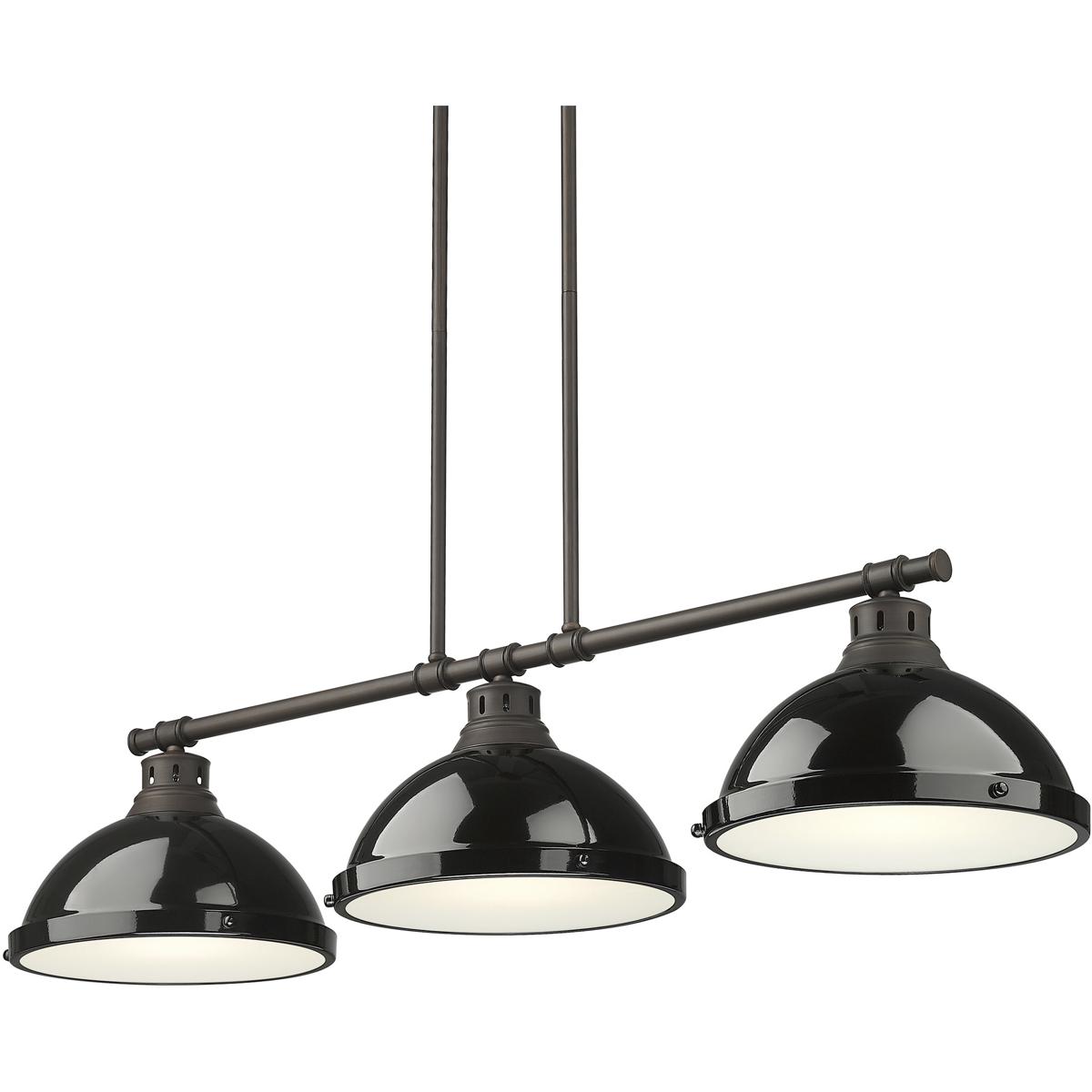Golden Lighting 3602-3LP RBZ-BK Yep Duncan Island Light Ceiling Light in Rubbed Bronze, Black