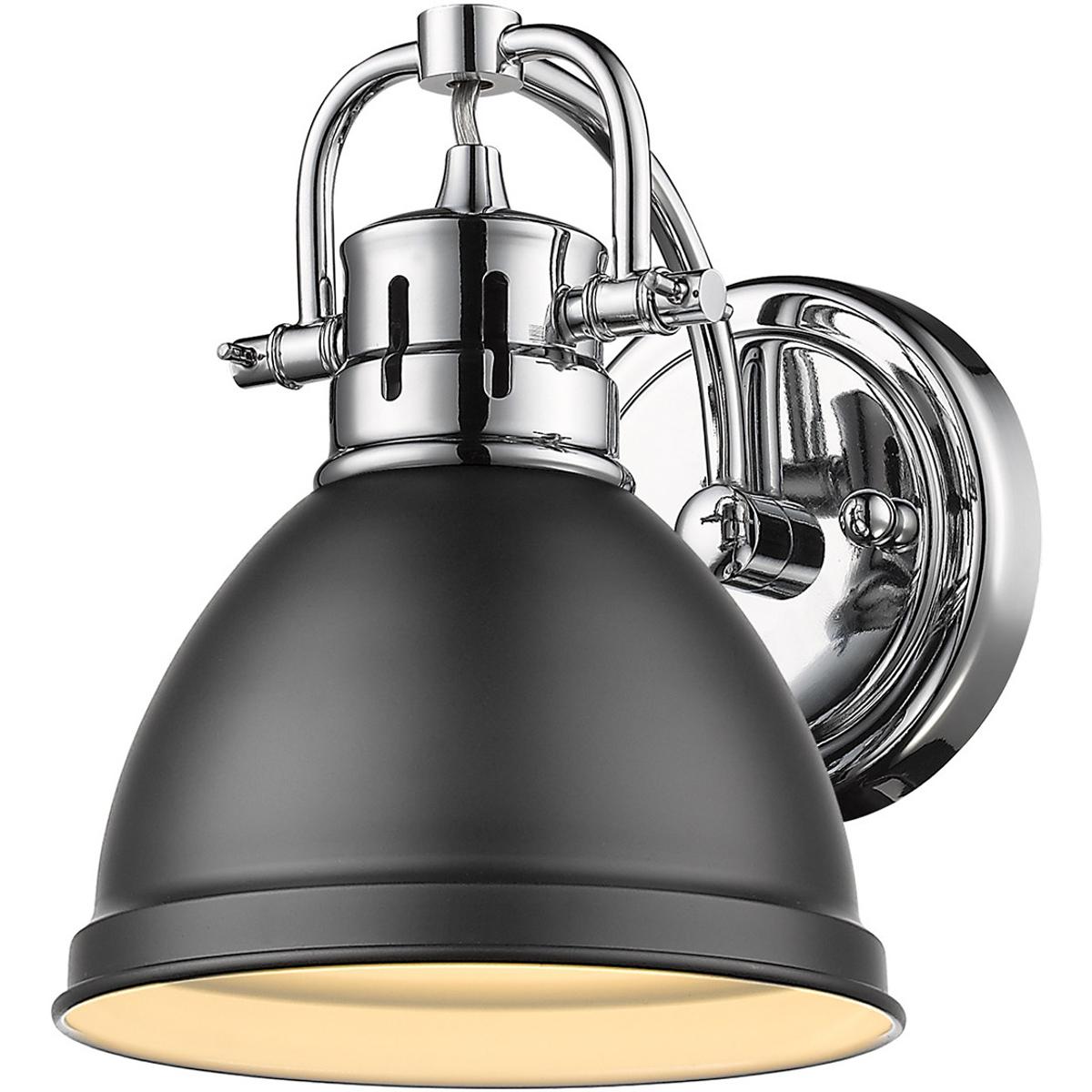 Golden Lighting 3602-BA1 CH-BLK Yep Duncan Vanity Wall Light in Chrome, Matte Black