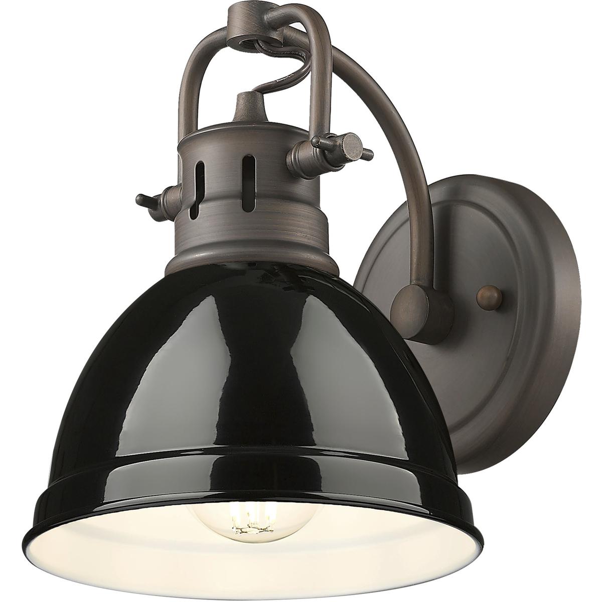 Golden Lighting 3602-BA1 RBZ-BK Yep Duncan Vanity Wall Light in Rubbed Bronze, Black