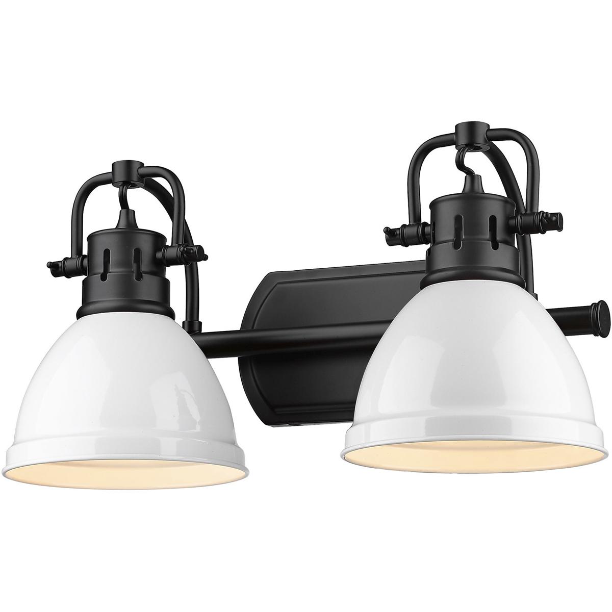 Golden Lighting 3602-BA2 BLK-WH Yep Duncan Vanity Wall Light in Matte Black, White