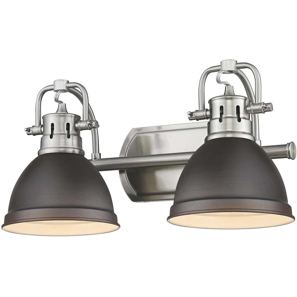 Golden Lighting 3602-BA2 PW-RBZ Yep Duncan Vanity Wall Light in Pewter, Rubbed Bronze