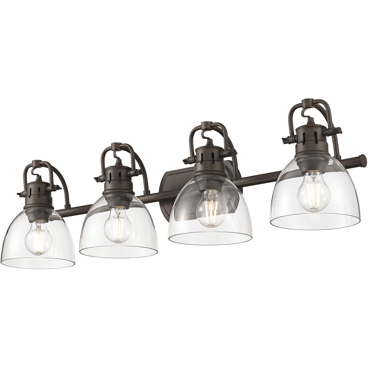 Golden Lighting 3602-BA4 RBZ-CLR Yep Duncan Vanity Wall Light in Rubbed Bronze, Clear Glass