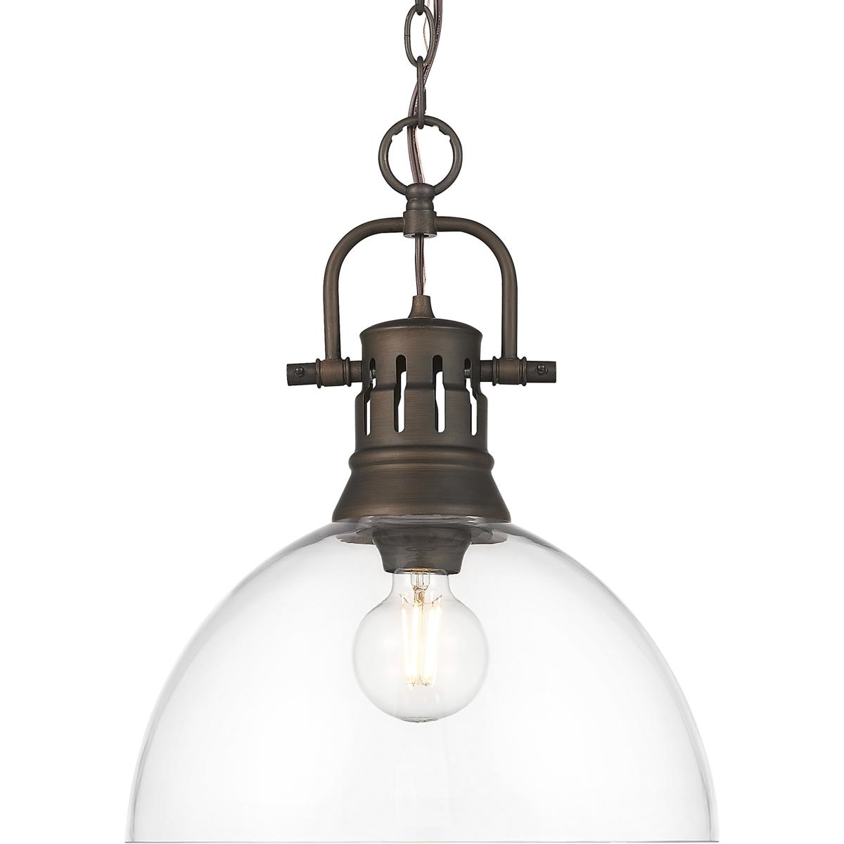 Golden Lighting 3602-L RBZ-CLR Yep Duncan 1 Light 14 inch Rubbed Bronze Pendant Ceiling Light in Clear Glass