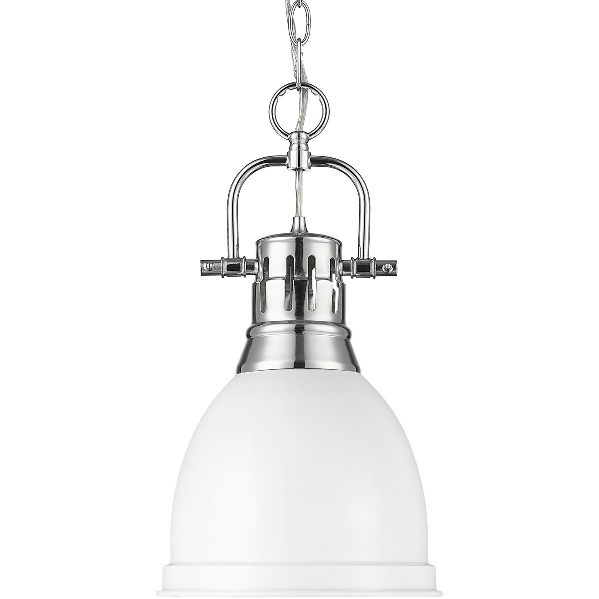Golden Lighting 3602-S CH-WHT Yep Duncan 1 Light 8.88 inch Chrome Pendant Ceiling Light in Matte White, Small