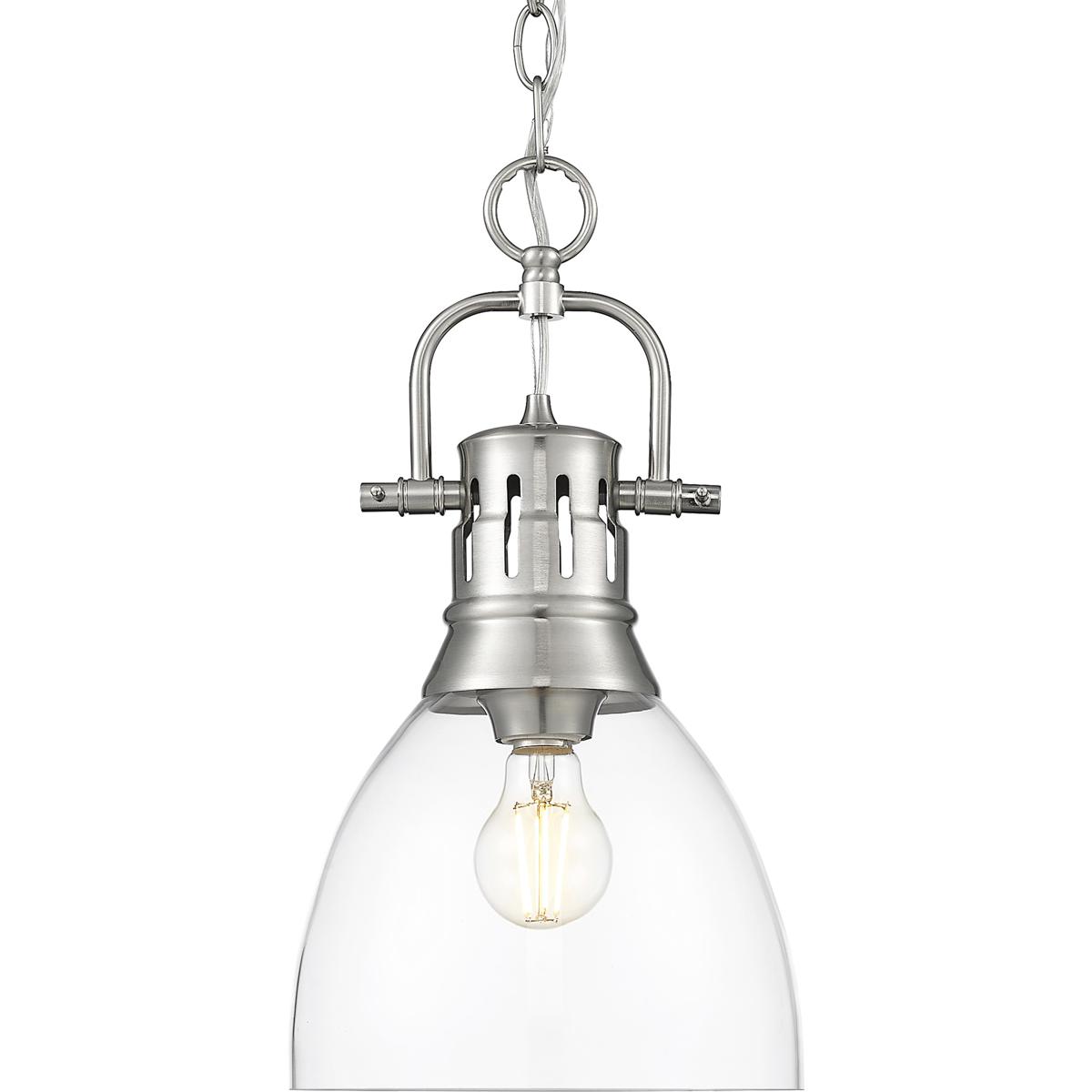 Golden Lighting 3602-S PW-CLR Yep Duncan 1 Light 8.88 inch Pewter Pendant Ceiling Light in Clear Glass