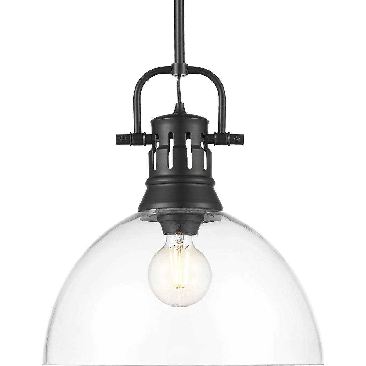 Golden Lighting 3604-L BLK-CLR Yep Duncan 1 Light 14 inch Matte Black Pendant Ceiling Light in Clear Glass
