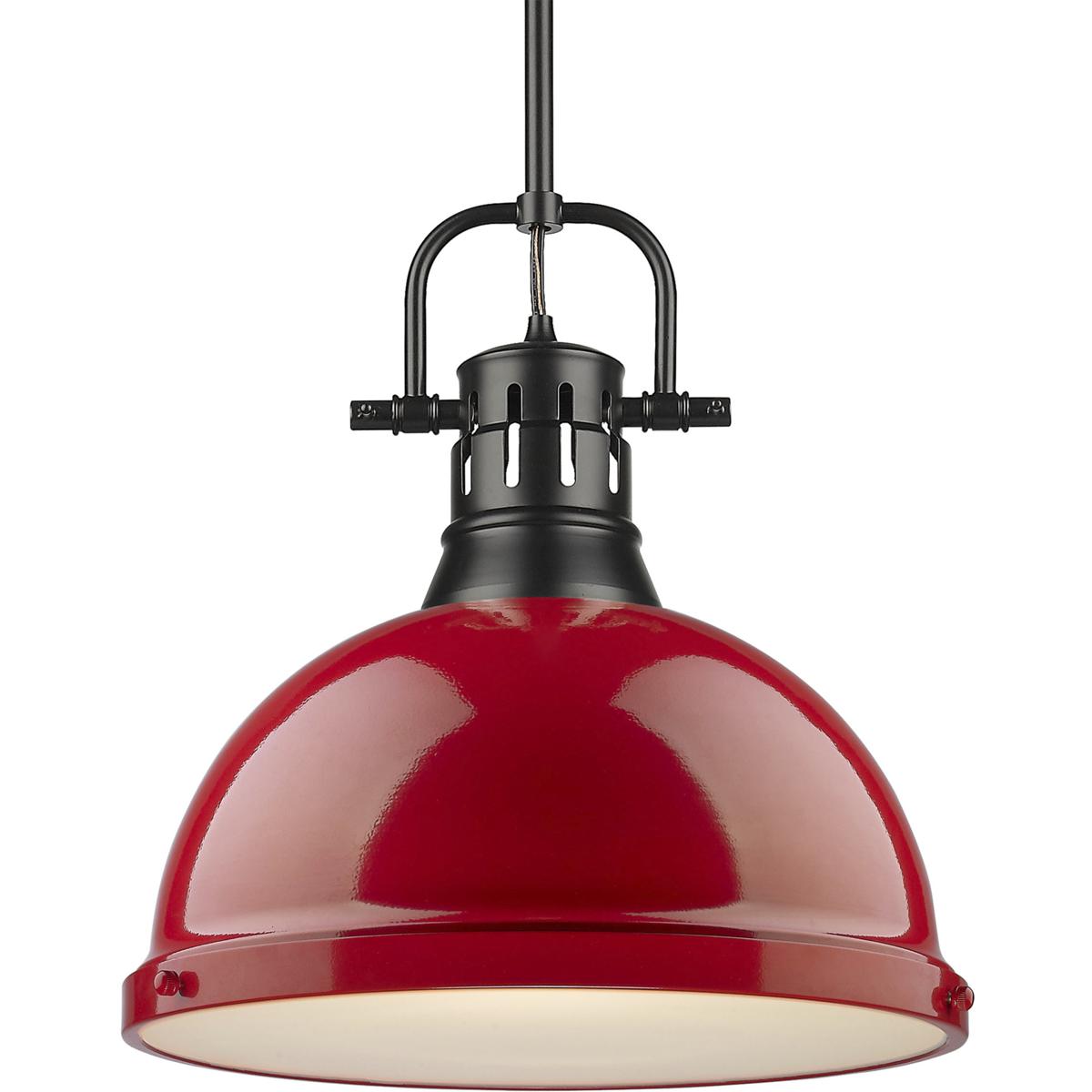 Golden Lighting 3604-L BLK-RD Yep Duncan 1 Light 14 inch Matte Black Pendant Ceiling Light in Red, Large