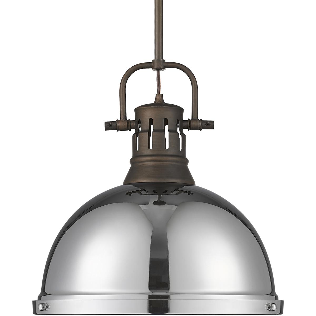 Golden Lighting 3604-L RBZ-CH Yep Duncan 1 Light 14 inch Rubbed Bronze Pendant Ceiling Light in Chrome