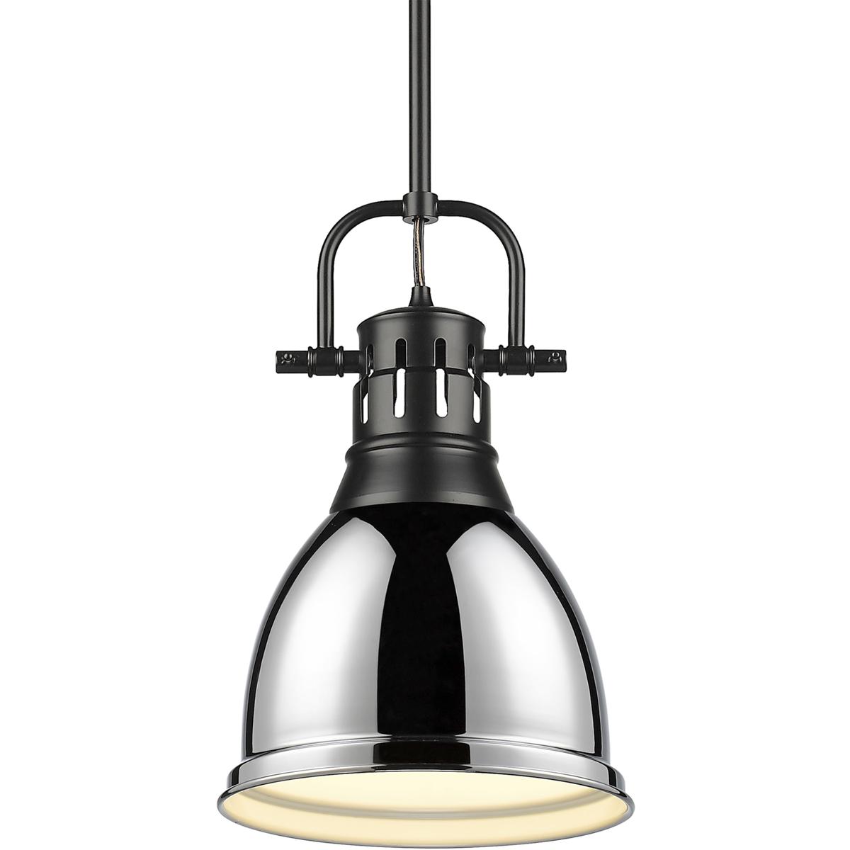 Golden Lighting 3604-S BLK-CH Yep Duncan 1 Light 8.88 inch Matte Black Pendant Ceiling Light in Chrome, Small