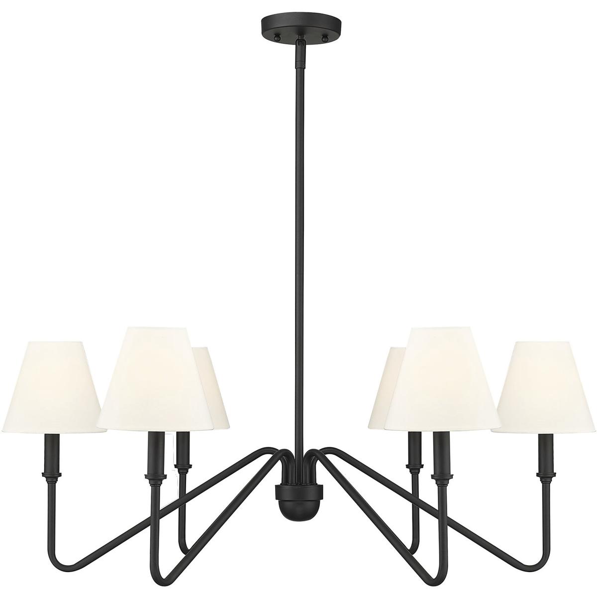 Golden Lighting 3690-6 NB-IL Yep Kennedy 6 Light 29.75 inch Natural Black Chandelier Ceiling Light in Ivory Linen