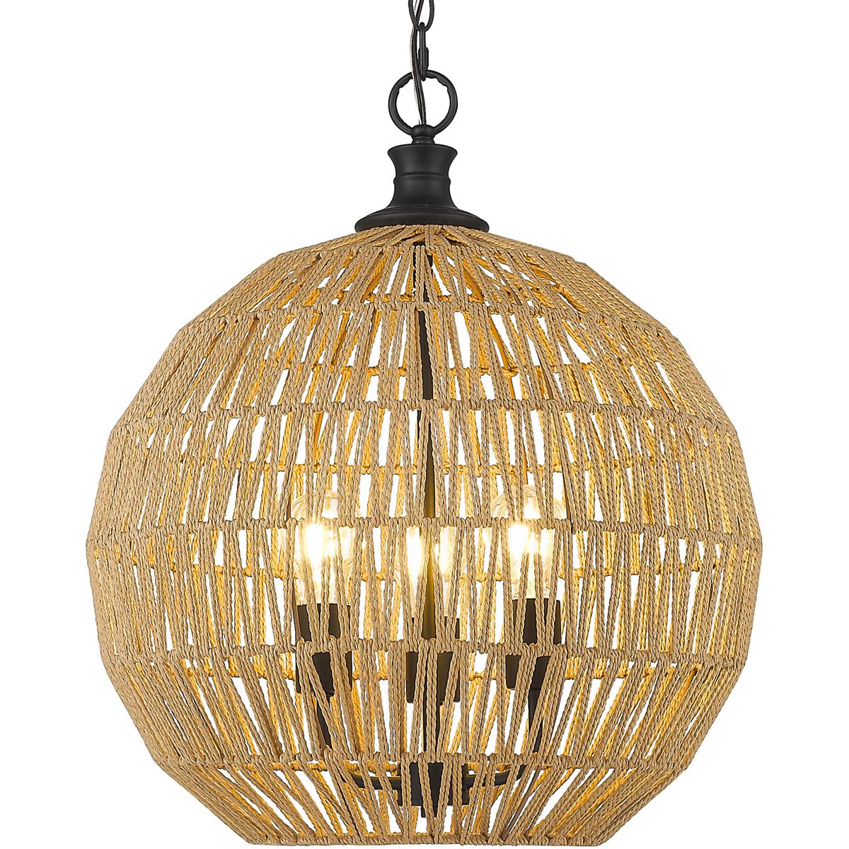 Golden Lighting 6933-3P BLK-NR Florence 3 Light 18.5 inch Matte Black Pendant Ceiling Light
