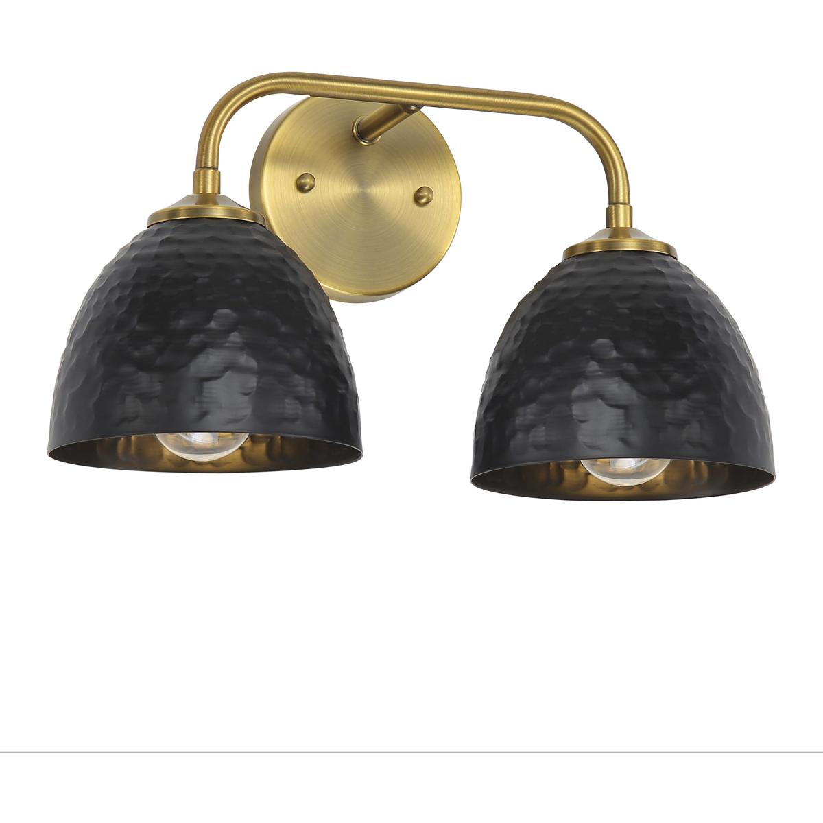 Golden Lighting 6950-BA2 MBS-BLK Shepard Vanity Wall Light in Matte Black