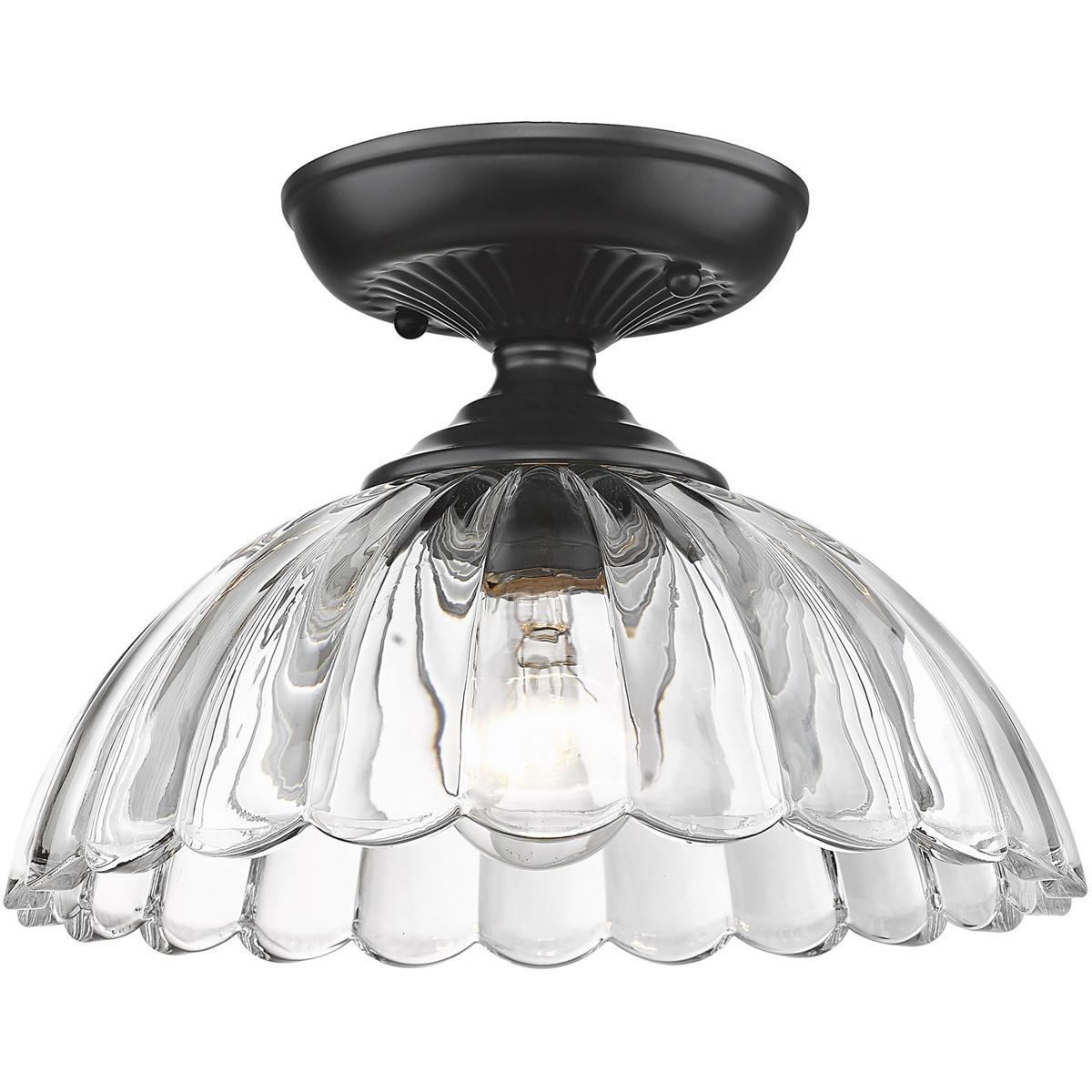 Golden Lighting 6952-SF BLK-CLR Audra 1 Light 11.75 inch Matte Black Semi-Flush Mount Ceiling Light