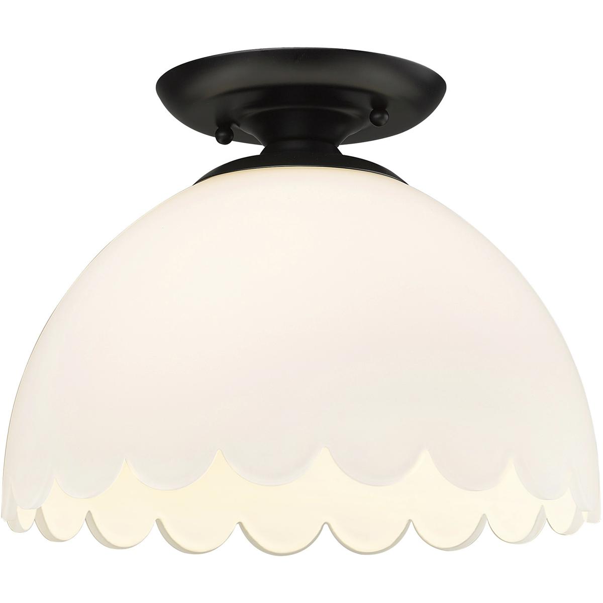 Golden Lighting 6954-SF BLK-OP Dorinda 1 Light 12.25 inch Matte Black Semi-Flush Mount Ceiling Light