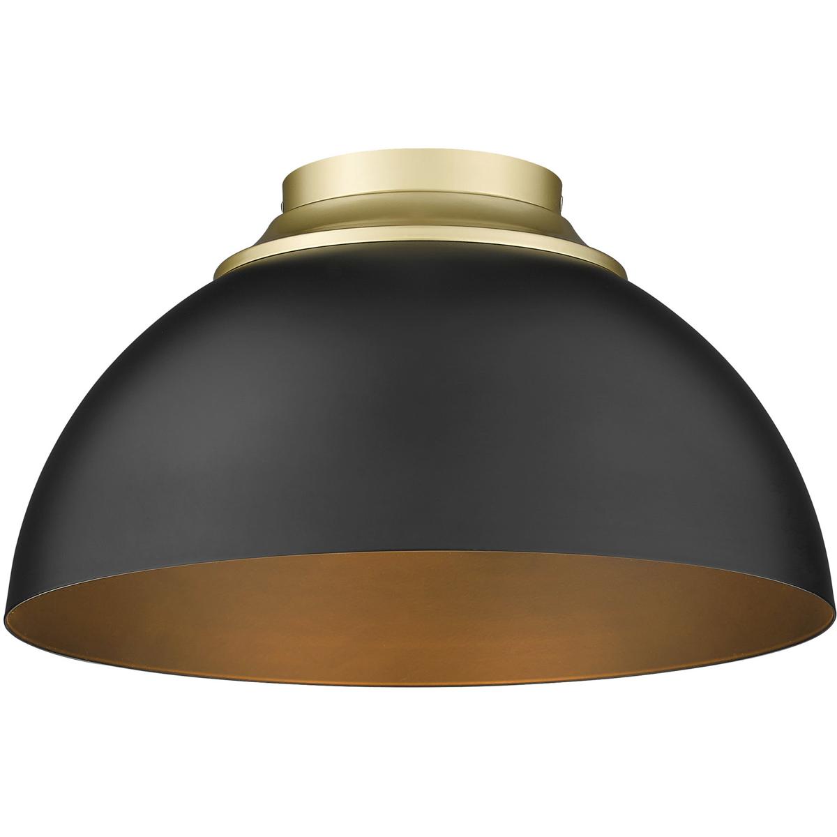Golden Lighting 6956-FM OG-BLK Yep Zoey 3 Light 13.75 inch Olympic Gold Flush Mount Ceiling Light in Matte Black