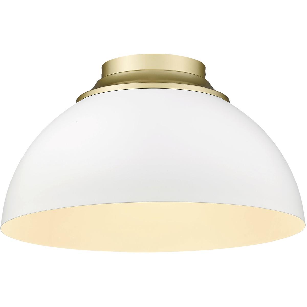 Golden Lighting 6956-FM OG-WHT Yep Zoey 3 Light 13.75 inch Olympic Gold Flush Mount Ceiling Light in Matte White