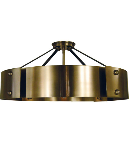 Framburg 5292ab Mblack Lasalle 8 Light 24 Inch Antique Brass With Matte Black Accents Semi Flush Mount Ceiling Light