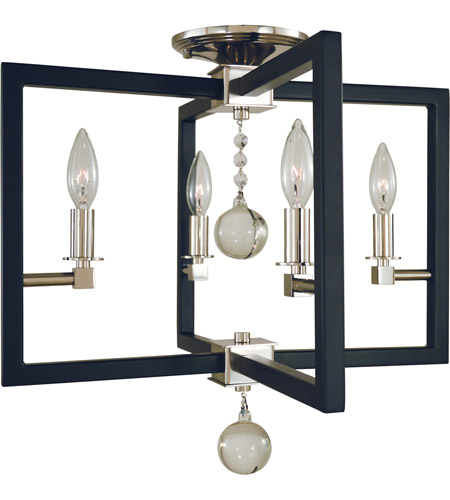 Framburg 5363pn Mblack Minimalist Elegant 4 Light 18 Inch Polished Nickel Matte Black Semi Flush Mount Ceiling Light