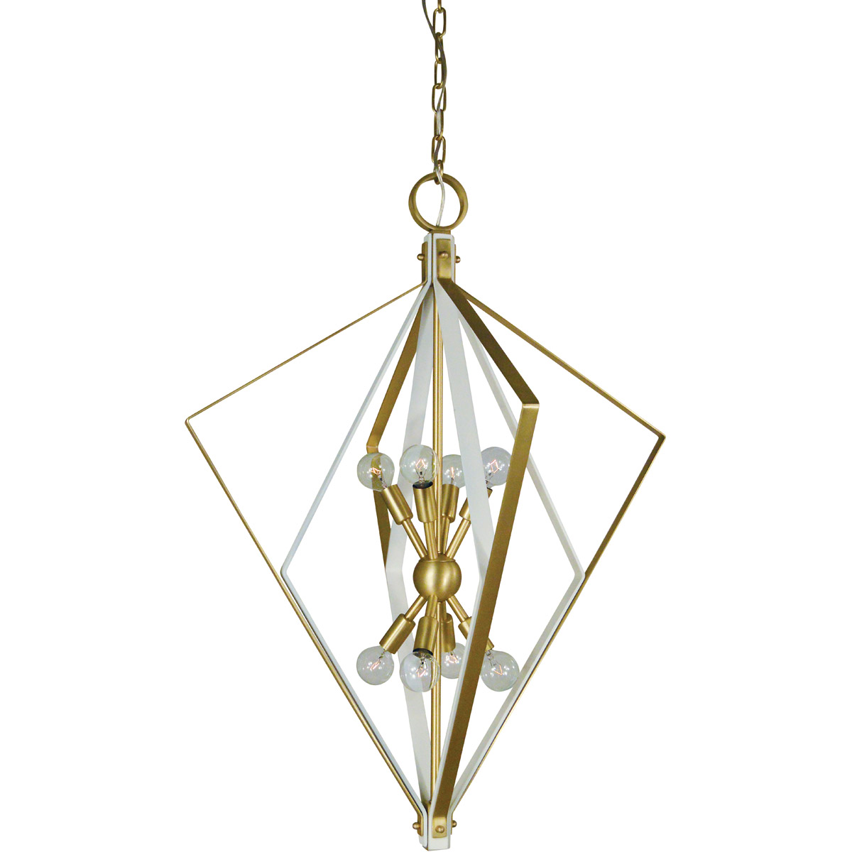 Framburg 3020SB/SW Zoe 8 Light 25 inch Satin Brass with Matte Black Accents Foyer Chandelier Ceiling Light