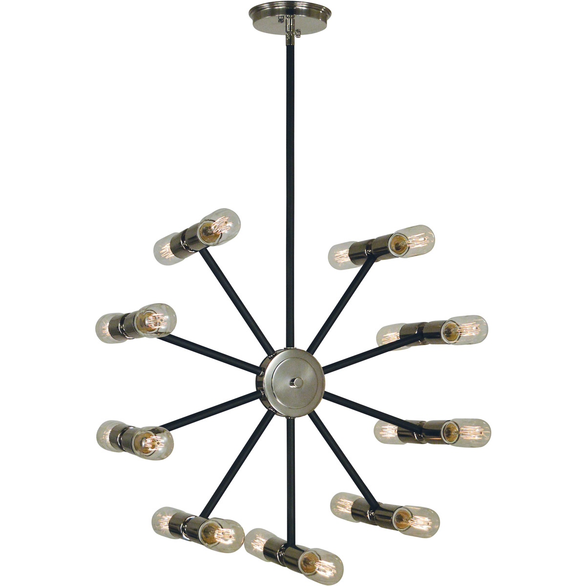 Framburg 5086PN/MBLACK Nebula 18 Light 21 inch Polished Nickel with Matte Black Accents Dining Chandelier Ceiling Light