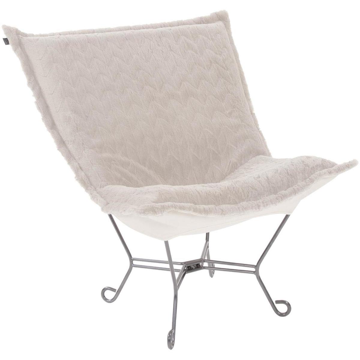 Howard Elliott Collection 500-1092 Puff Angora Natural Scroll Chair with Cover