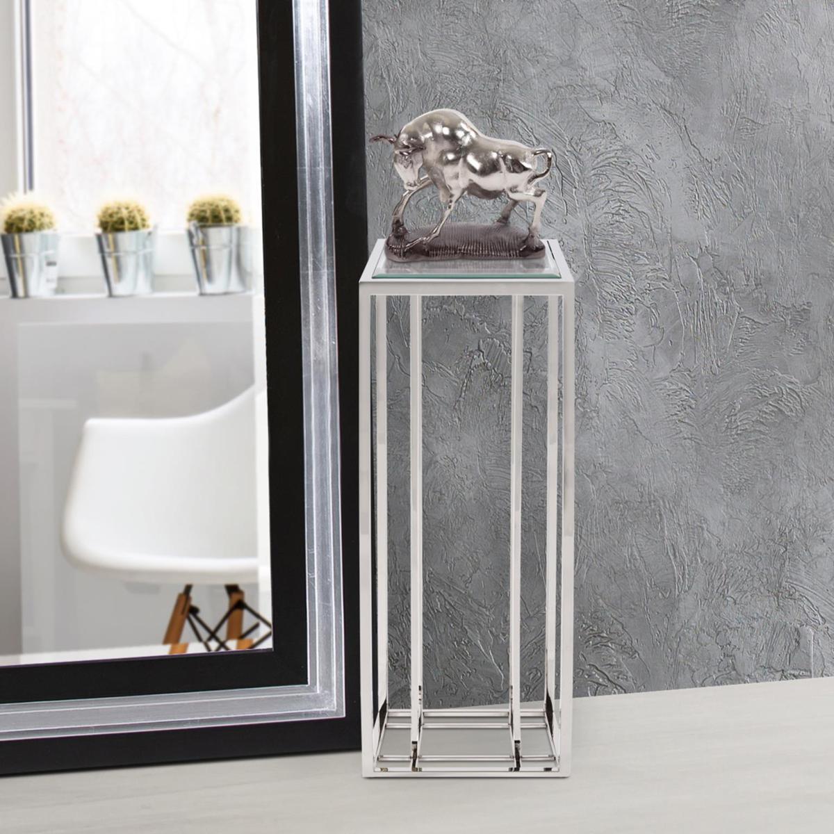Howard Elliott Collection 58033 Echo 36 X 14 inch Polished Stainless Steel Pedestal Table