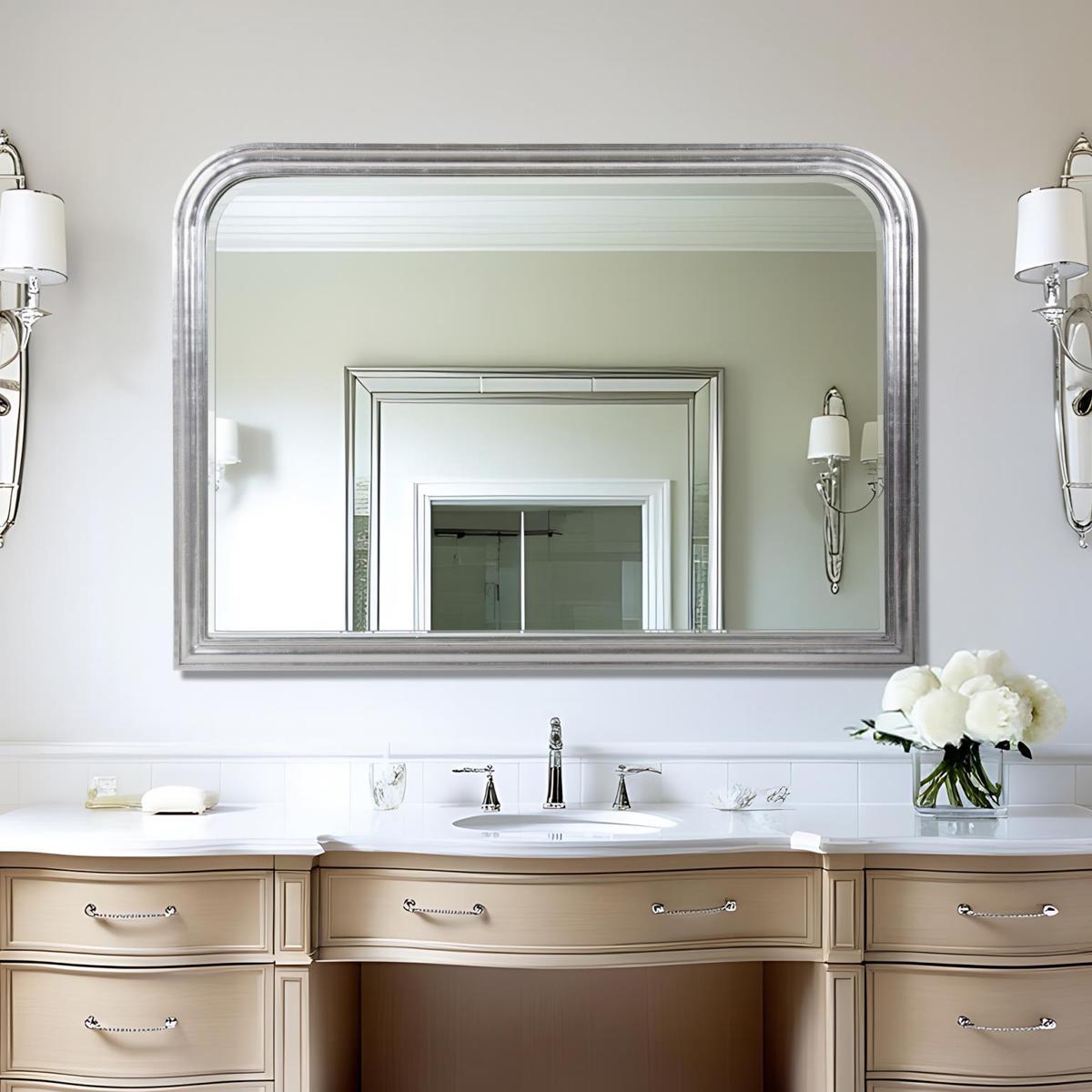 Howard Elliott Collection 66054 French Philippe 48 X 34 inch Bright Silver Mantel Mirror