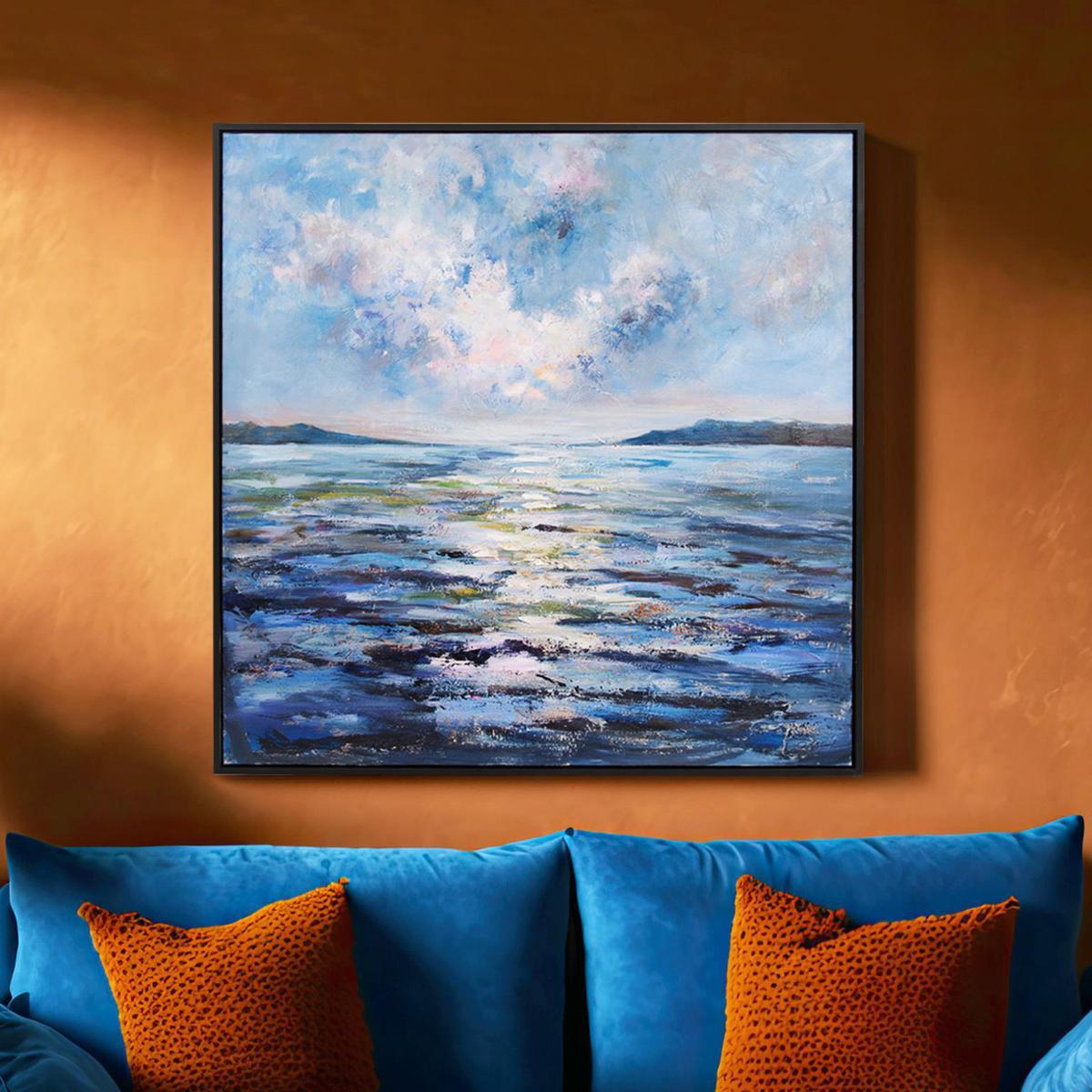 Howard Elliott Collection 92408 Tranquil Sunset 51.75 X 51.75 inch Hand Painted Canvas