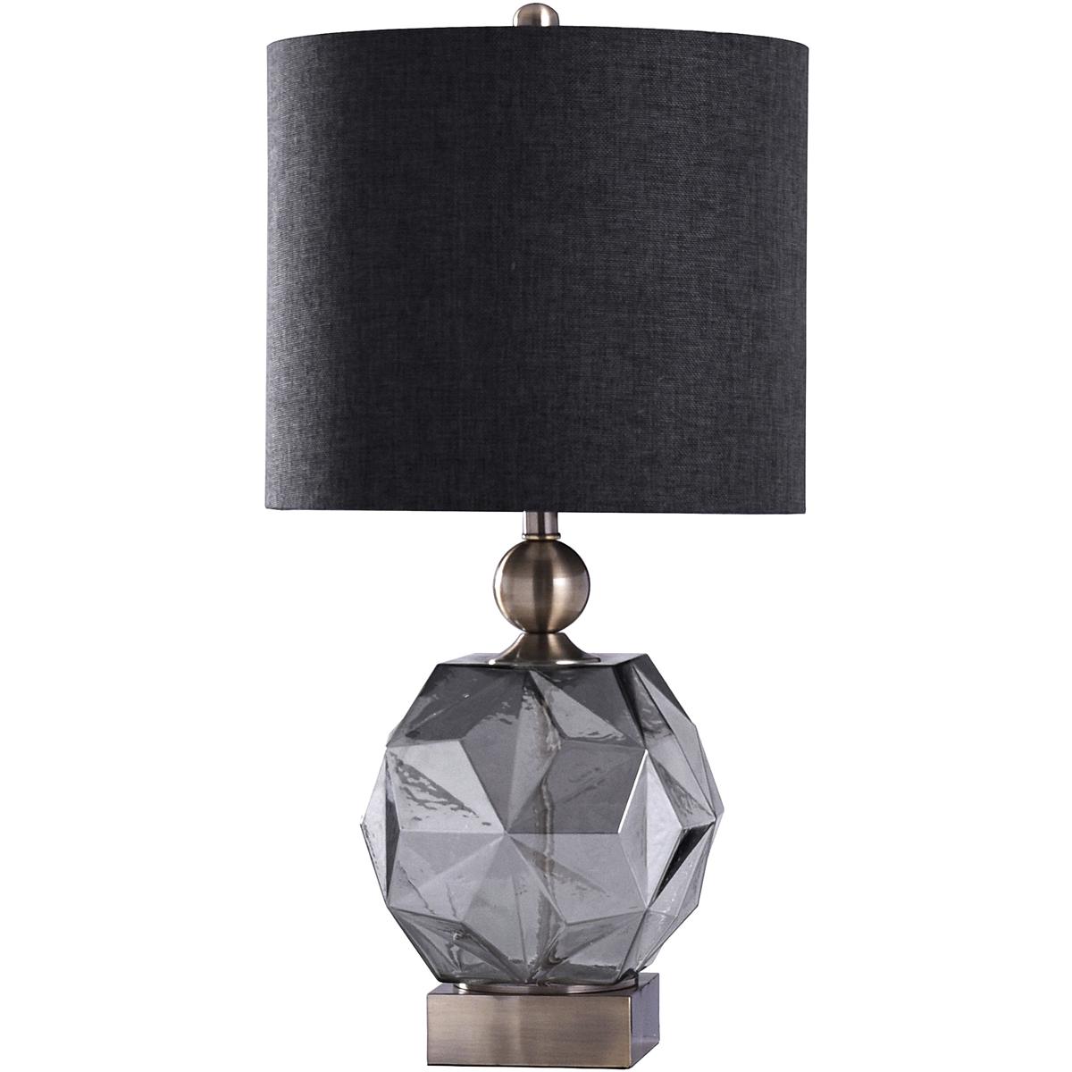 Lighting New York R-HFL317286DS Harp and Finial Richmond 30 inch 150 watt Gray Smoked and Brushed Brass and Dark Charcoal Table Lamp Portable Light HF