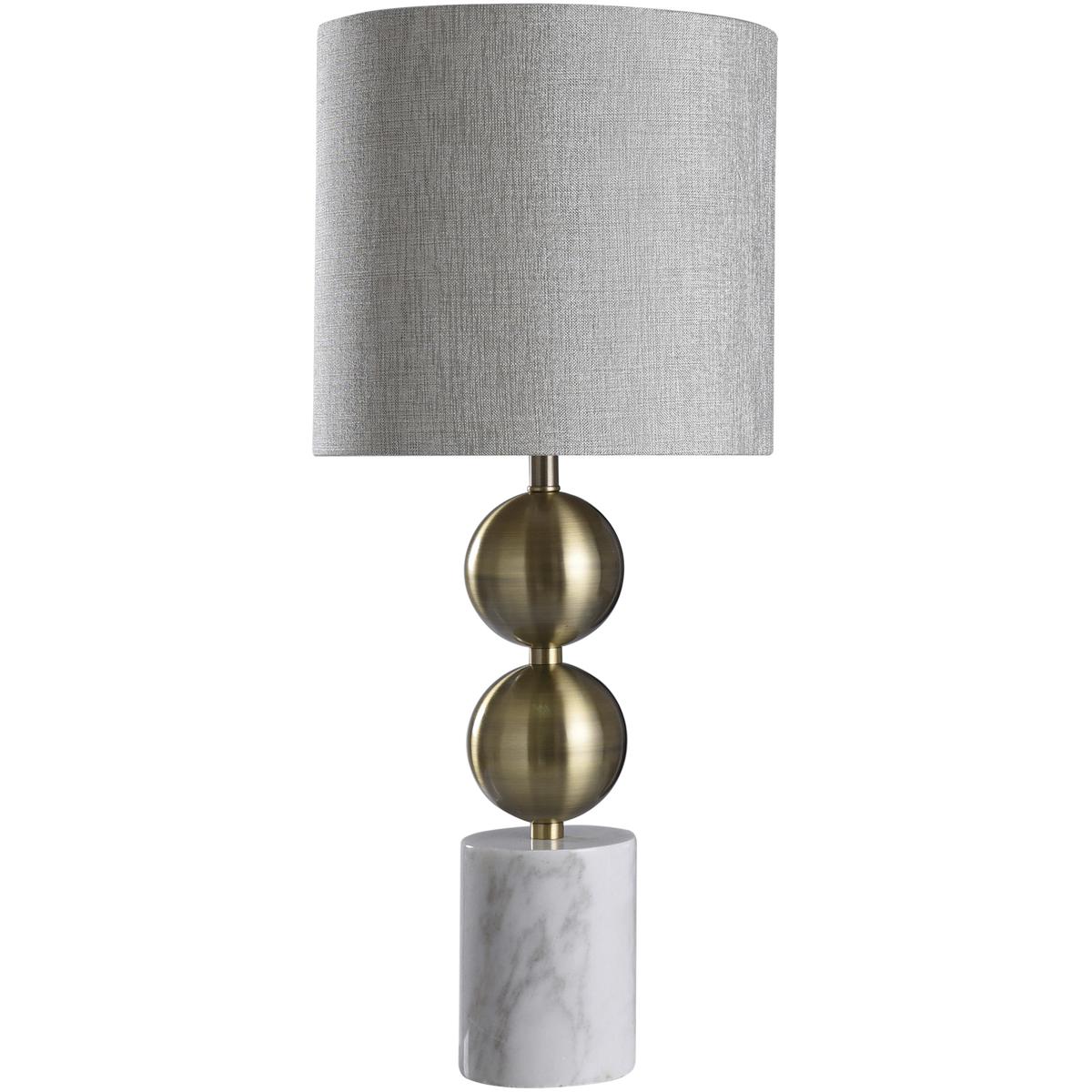 Lighting New York R-HFL317392DS Harp and Finial Racine 31.5 inch Brass and White and Gray and Silver Table Lamp Portable Light HFL317392DS - Open Box