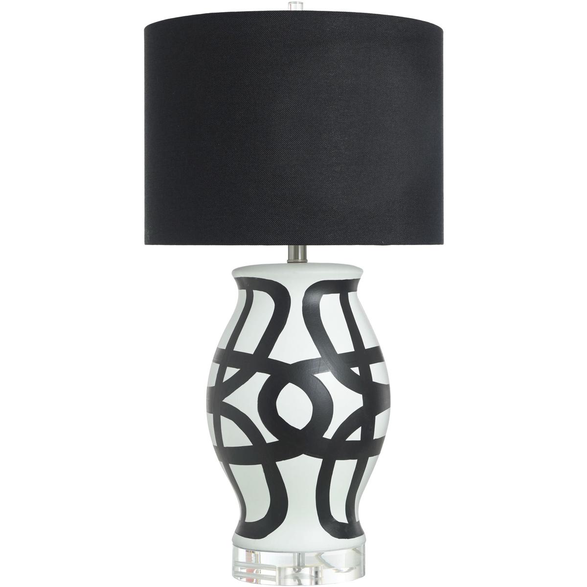 Harp and Finial HFL333665DS Manning 36 inch 150 watt Black and White and Clear and Silver Table Lamp Portable Light