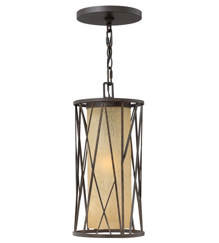 Hinkley 1152RB-LED Elm 1 Light 8 inch Regency Bronze Outdoor Hanging Lantern in LED, Distressed Etched Amber Glass photo