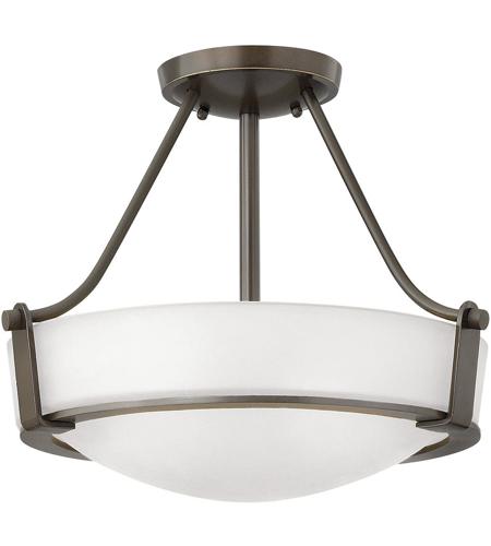 Hinkley 3220ob Wh Hathaway 3 Light 16 Inch Olde Bronze Foyer Semi Flush Mount Ceiling Light In Incandescent Etched Etched Glass
