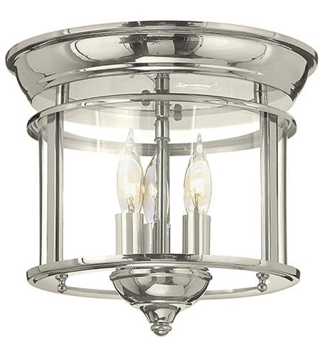 Hinkley 3473pn Gentry 3 Light 12 Inch Polished Nickel Flush Mount Ceiling Light