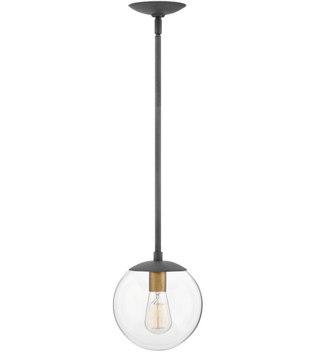 Hinkley 3747DZ Warby 1 Light 10 inch Aged Zinc Pendant Ceiling Light in Clear