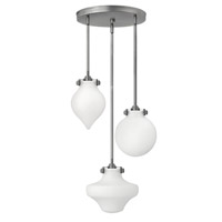 Hinkley 3196AN Congress 3 Light 20 inch Antique Nickel Pendant Ceiling Light, Etched Opal Glass photo thumbnail