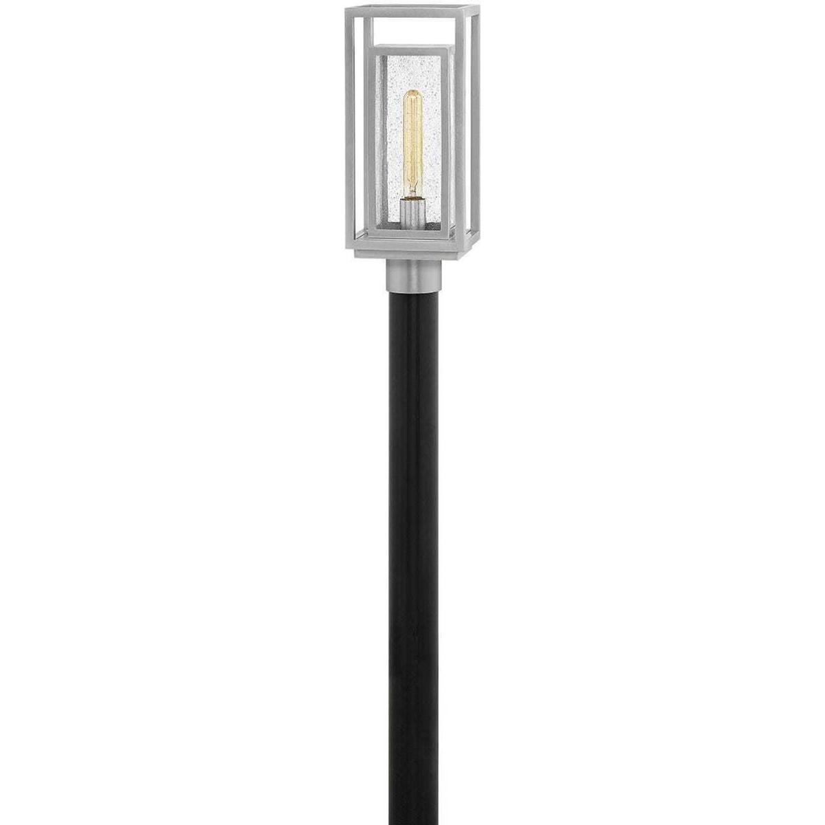 Hinkley 1001SI Coastal Elements Republic LED 17 inch Satin Nickel Outdoor Post Mount Lantern, Estate Series