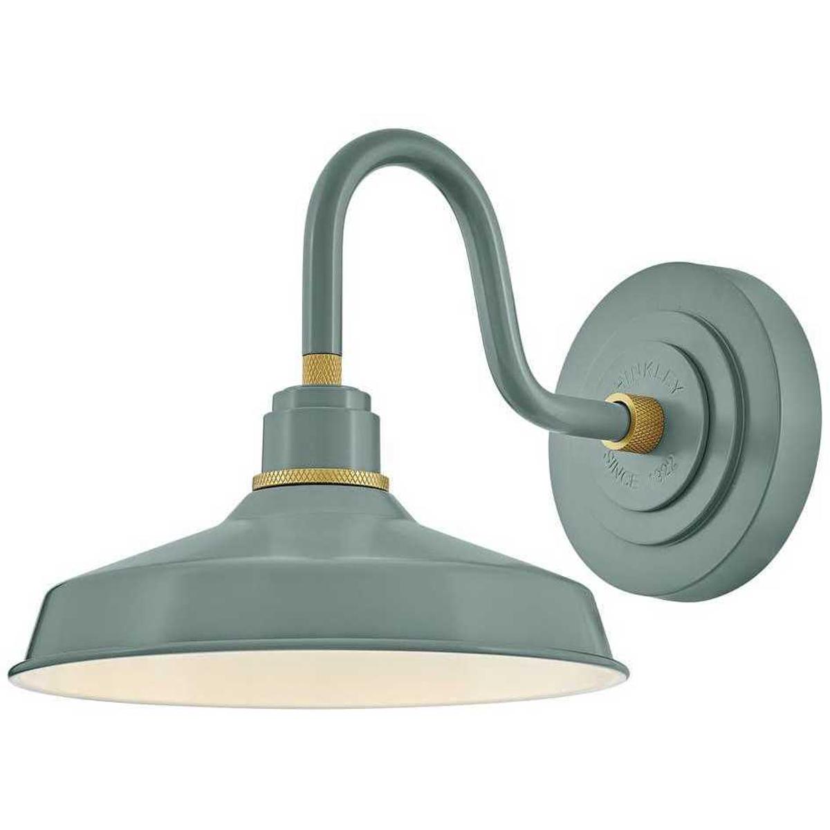 Hinkley 10231SGN Foundry Classic LED 9.25 inch Sage Green with Brass Outdoor Barn Light, Gooseneck